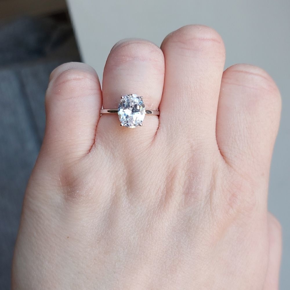 925 Silver Oval Engagement Ring - Picture 7 of 10
